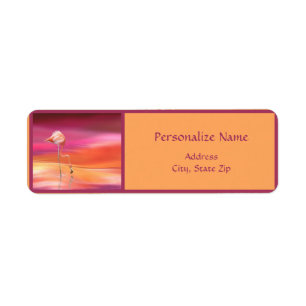 Surreal Pink Flamingo Wading in pasta Color Water Etiket