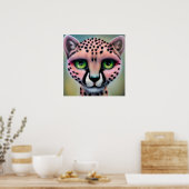 Surreal Pop Green Eyed Cheetah Poster (Keuken)