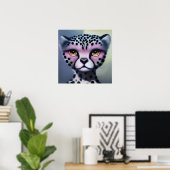 Surreal Pop Pink Cheetah Poster (Thuiskantoor)
