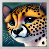 Surreal Pop Sad Cheetah Poster (Voorkant)