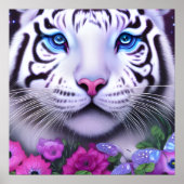 Surreal Pop White Tiger Poster (Voorkant)