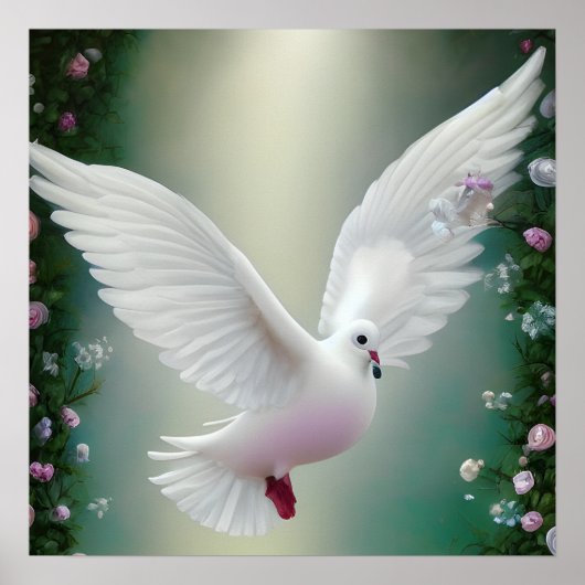 Surreal Pop White Wedding Dove Poster (Voorkant)