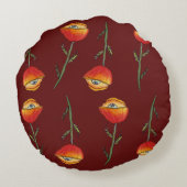 Surreal Poppy Flowers Art Round Pillow Rond Kussen (Achterkant)