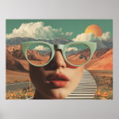 Surreal Portrait With Glasses Reflecting Desert Poster (Voorkant)