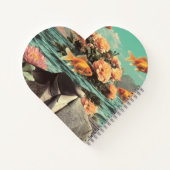 Surreal Portrait With Goldfish Flowers And Ocean Notitieboek (Achterkant)