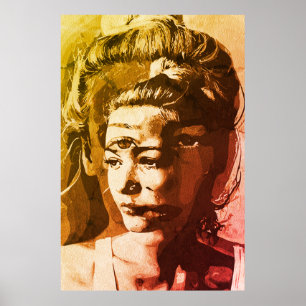 Surreal Portret met Meerdere Ogen – Abstract Psych Poster