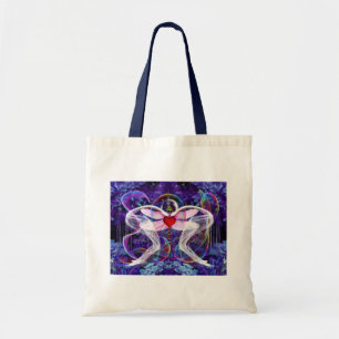 Surreal psychedelische libel tote bag