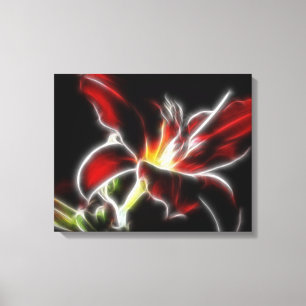 Surreal Red Lily Floral Wrapped Canvas Afdruk
