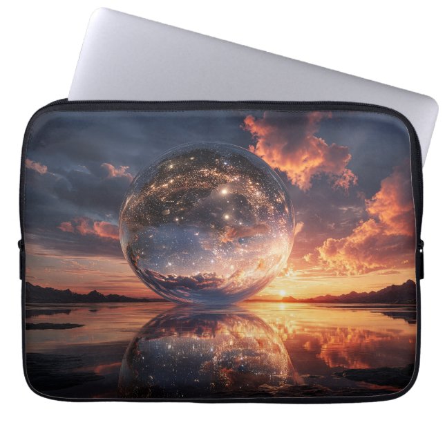 Surreal Reflective Sphere Containing Stars Laptop Sleeve (Voorkant)