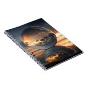 Surreal Reflective Sphere With Sunset Clouds Over  Notitieboek (Rechterzijde)