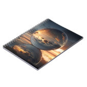 Surreal Reflective Sphere With Sunset Clouds Over  Notitieboek (Linkerzijde)