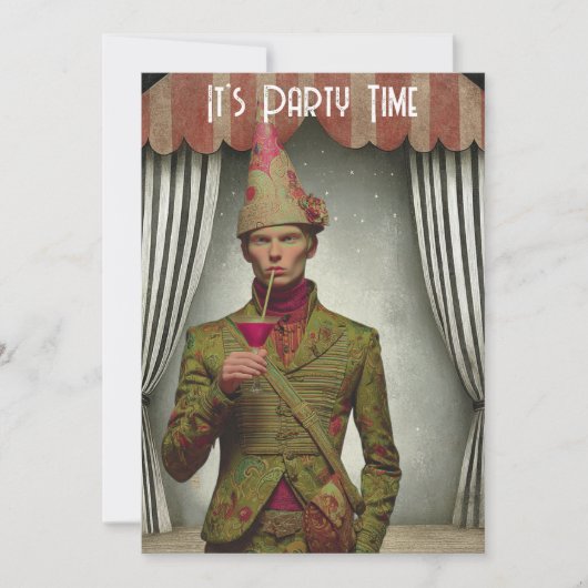 Surreal Retro Euro Guy Party Invitation (Devant)