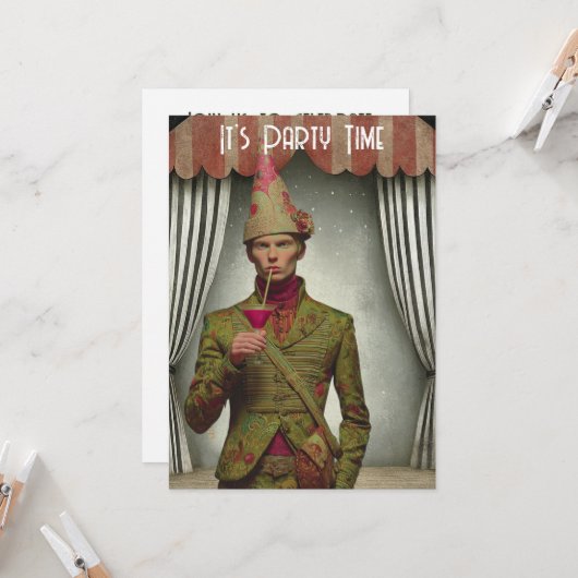 Surreal Retro Euro Guy Party Invitation (Devant/Arrière en situation)