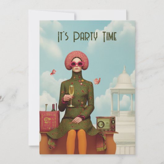 Surreal Retro Mod Invitation de la Fille (Devant)