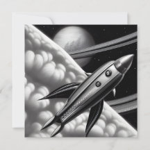 Surreal Retro Space Rocket Kaart
