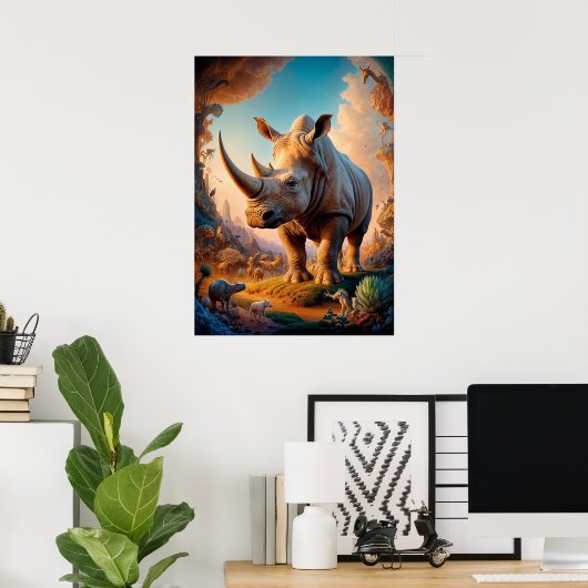 Surreal Rhino Safari Poster (Thuiskantoor)