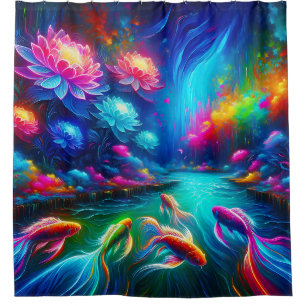 Surreal River Dreamscape - Levendige Natuur kunst Douchegordijn