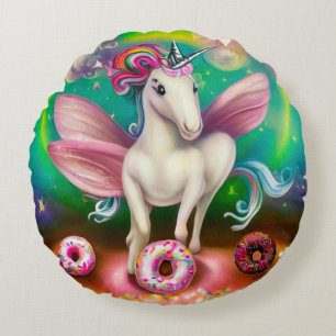 Surreal roze Donuts Unicorn Rond Kussen