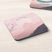 Surreal roze landschap en maan personaliseren bier onderzetter (Linkerzijde)