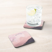 Surreal roze landschap en maan personaliseren bier onderzetter (Rechterzijde)