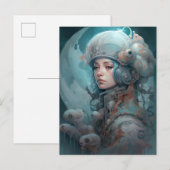 Surreal Science Fiction Woman & Creats Briefkaart (Voorkant / Achterkant)