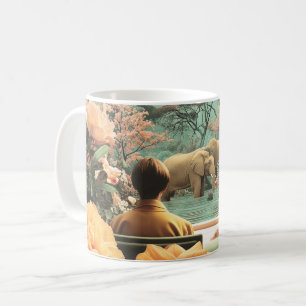 Surreal sfeerbeeld met olifanten zebra's koffiemok