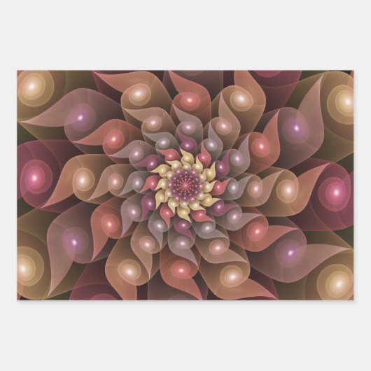 Surreal Shiny Flower Moderne Abstract Fractal Art Inpakpapier Vel (Voorkant)
