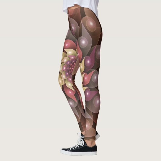 Surreal Shiny Flower Moderne Abstract Fractal Art Leggings (Links)