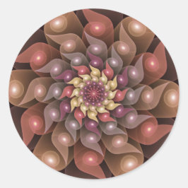 Surreal Shiny Flower Moderne Abstract Fractal Art Ronde Sticker