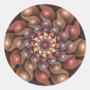 Surreal Shiny Flower Moderne Abstract Fractal Art Ronde Sticker