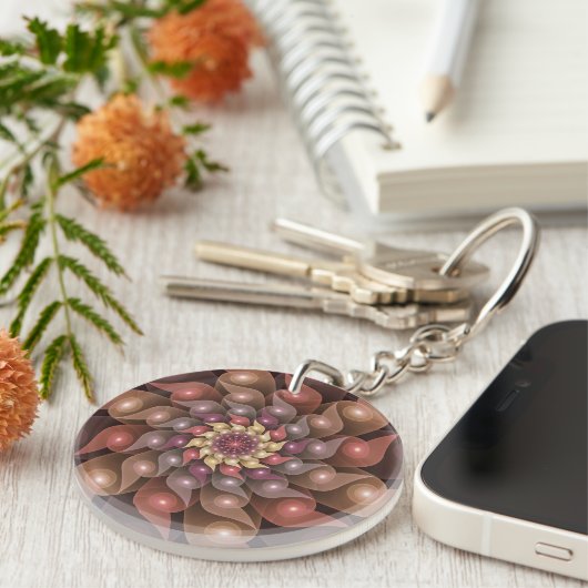 Surreal Shiny Flower Moderne Abstract Fractal Art Sleutelhanger (Voorkant Rechts)