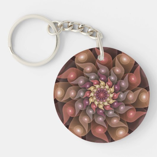 Surreal Shiny Flower Moderne Abstract Fractal Art Sleutelhanger (Voorkant)