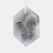 Surreal Shy Beauty Modern Abstracte fractal Art Glas Ornament (Voorkant links)