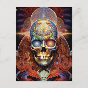 Surreal Skull Colorful Visionary Art Briefkaart