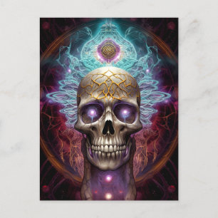 Surreal Skull Colorful Visionary Art Briefkaart