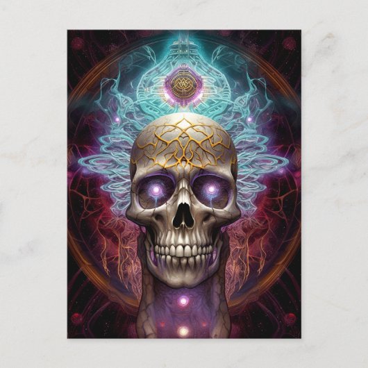 Surreal Skull Colorful Visionary Art Briefkaart (Voorkant)