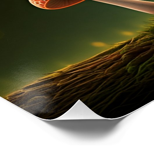Surreal Straw Mushroom Digitale Waterverf Kunst Perfect Poster (Hoek)