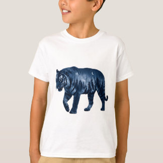 Surreal tijger silhouet dubbele belichting in ster t-shirt