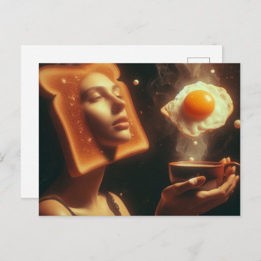 Surreal Toast Wang Egg Ontbijt Vrouw Briefkaart (Voorkant / Achterkant)
