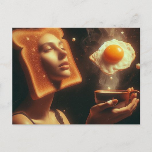 Surreal Toast Wang Egg Ontbijt Vrouw Briefkaart (Voorkant)
