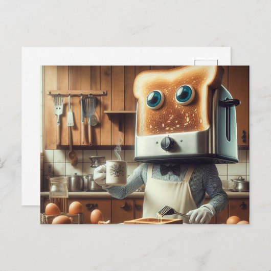 Surreal Toaster Egg Ontbijt Persoon Briefkaart (Voorkant / Achterkant)