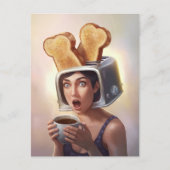 Surreal Toaster Head Ontbijt vrouw Briefkaart (Voorkant)