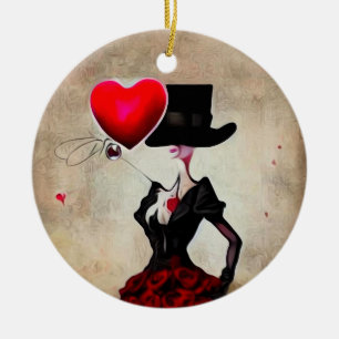 Surreal Top Hat Lady Keramisch Ornament