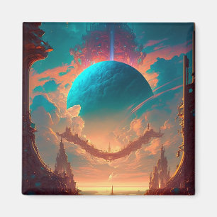 Surreal Towers Planet Visionary Landscape Magneet