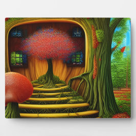 Surreal Tree House in Forest Tabletop Fotoplaat