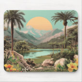Surreal Tropical Lake With Palm Trees Muismat (Voorkant)