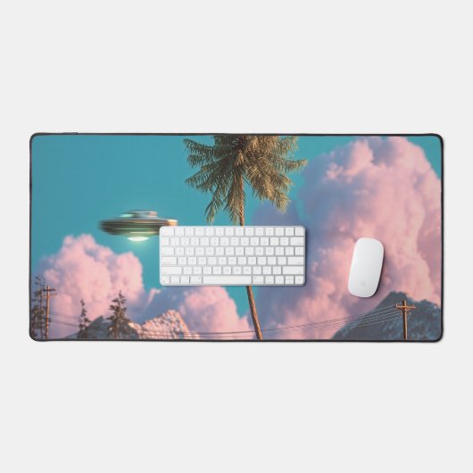 Surreal UFO and Palm Tree Mountain Scene (Clavier et souris)