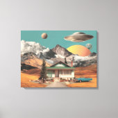 Surreal UFO Over Rustic House Canvas Afdruk (Voorkant)