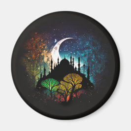 Surreal Vibrant Islamic Masjid Silhouette Magnet Magneet