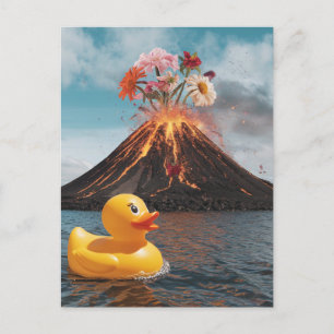 Surreal Volcano Rubber Duck Briefkaart